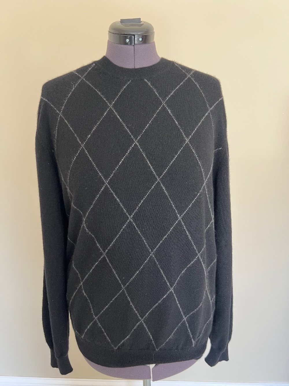 Joseph & Lyman 100% Cashmere men's Sweater Pullover Size XL Black/Gray